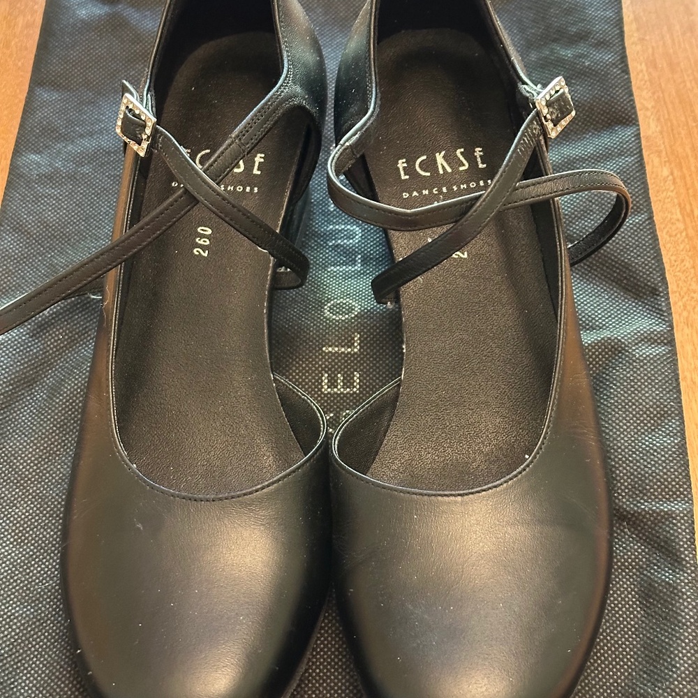 ECKSE Black Ballroom Dance Shoes – Model: Elena – Size 260 (US Women’s 9–9.5)